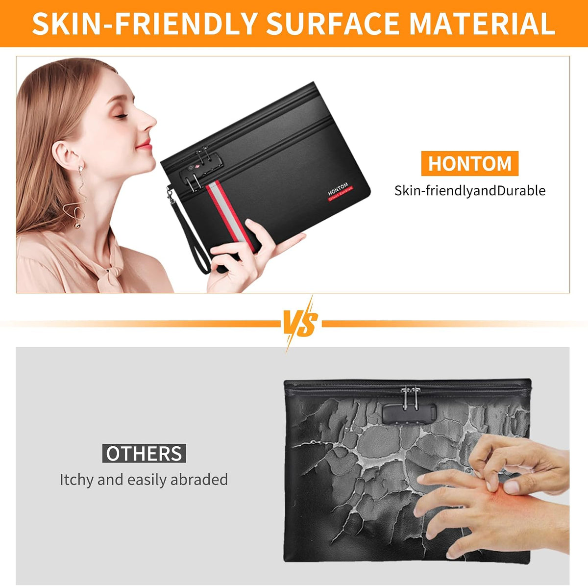 HONTOM 6400℉ Fireproof Document Bag with Lock 12-Layer Upgraded Material