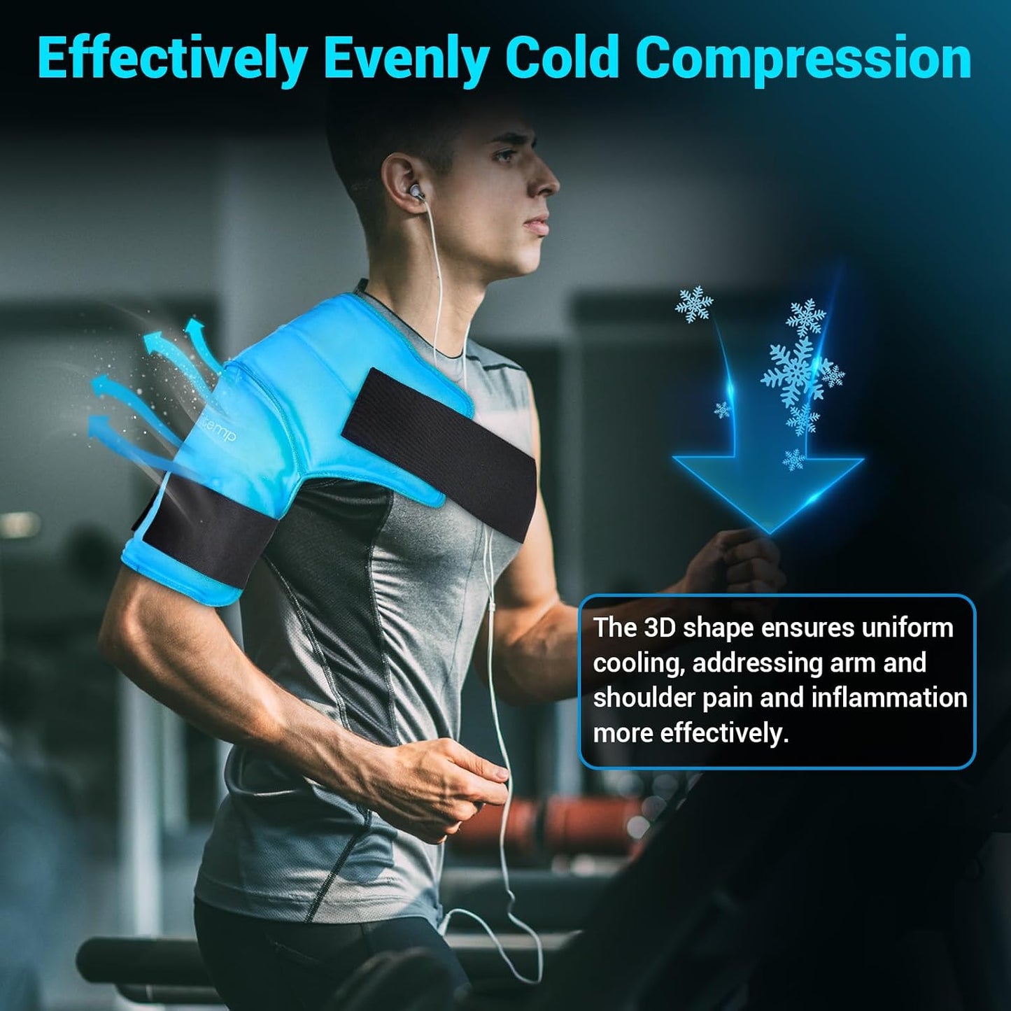 Comfytemp Shoulder Ice Pack Wrap Shoulder Brace Compression Sleeve for Shoulders Pain Relief, 2 Gel Ice Packs for Injuries Reusable, Cold Therapy for Rotator Cuff Recovery, Fathers Day Dad Gifts Men
