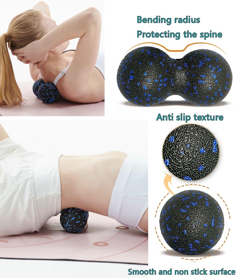 Peanut Massage Ball, Double Lacrosse Foam Roller for Physical Therapy, Firm | Deep Tissue Exercise, Myofascial Release, Muscle Knots Acupoint Relief, Trigger Point Tool for Neck Back Feet Waist Pain