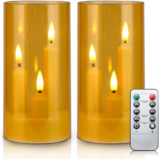 Waterproof Flameless Candles, 12 PC Battery Operated LED Pillar Candles with 2 Remote Controls & Timer, Flickering Indoor Outdoor Candles for Wedding, Patio, Easter, Bathroom, Home Decor, 4''5''6''