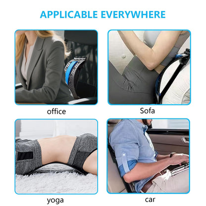 Back Stretcher - 4-Level Adjustable Lumbar Support Board & Back Cracker for Lower Back Pain Relief, Home Office Use (Blue)
