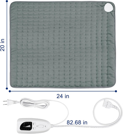 Electric Heating pad with 6 Heat Settings, Auto Shut Off, Dry Electric Heating for Back Neck Knee Arms Legs Shoulder Heat Pads for Christmas Birthday Father Mother's Day (24"X12", Gray Green)