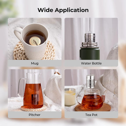 Reinmoson Large Tea Infuser for Loose Tea & Spice Infuser for Cooking, Extra Fine Mesh Tea Strainers, 304 Stainless Steel Loose Leaf Tea Steeper for Black Tea, Rooibos, etc