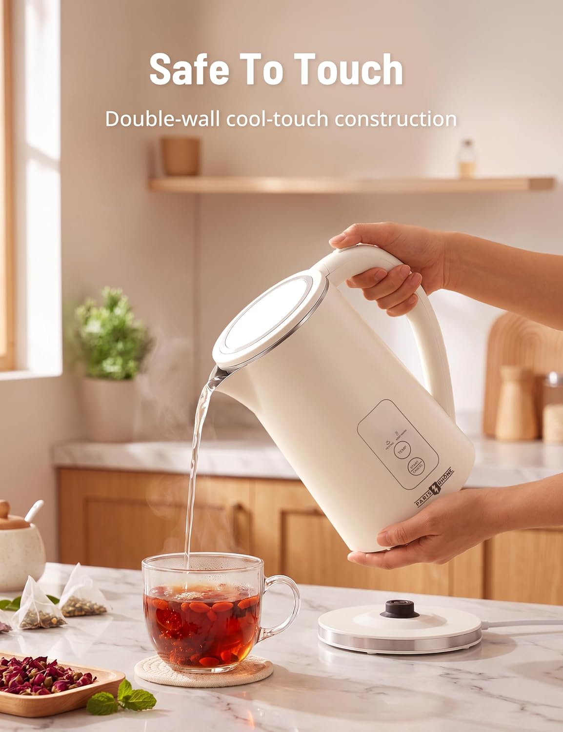 Electric Kettle Temperature Control, 1.7L Extra Large Electric Tea Kettle, 4H Keep Warm Hot Water Kettle with 6 Presets, LED Screen Electric Kettles for Family Meal Party Office Break Room
