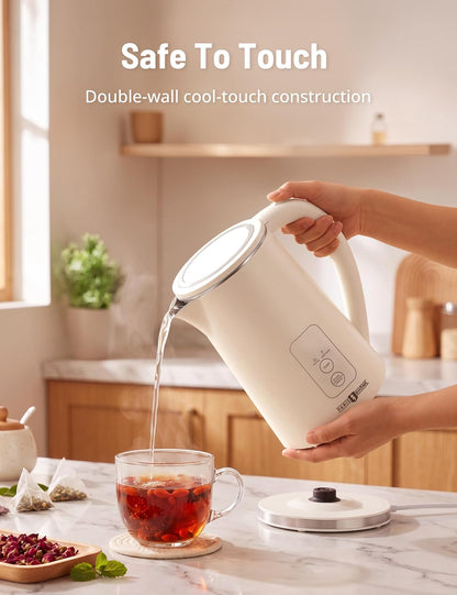 Electric Kettle Temperature Control, 1.7L Extra Large Electric Tea Kettle, 4H Keep Warm Hot Water Kettle with 6 Presets, LED Screen Electric Kettles for Family Meal Party Office Break Room