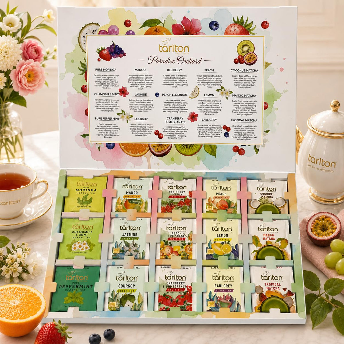 Tea Gift Box Set, 105 Individually Wrapped Tea Bags 15 Flavors Variety Pack