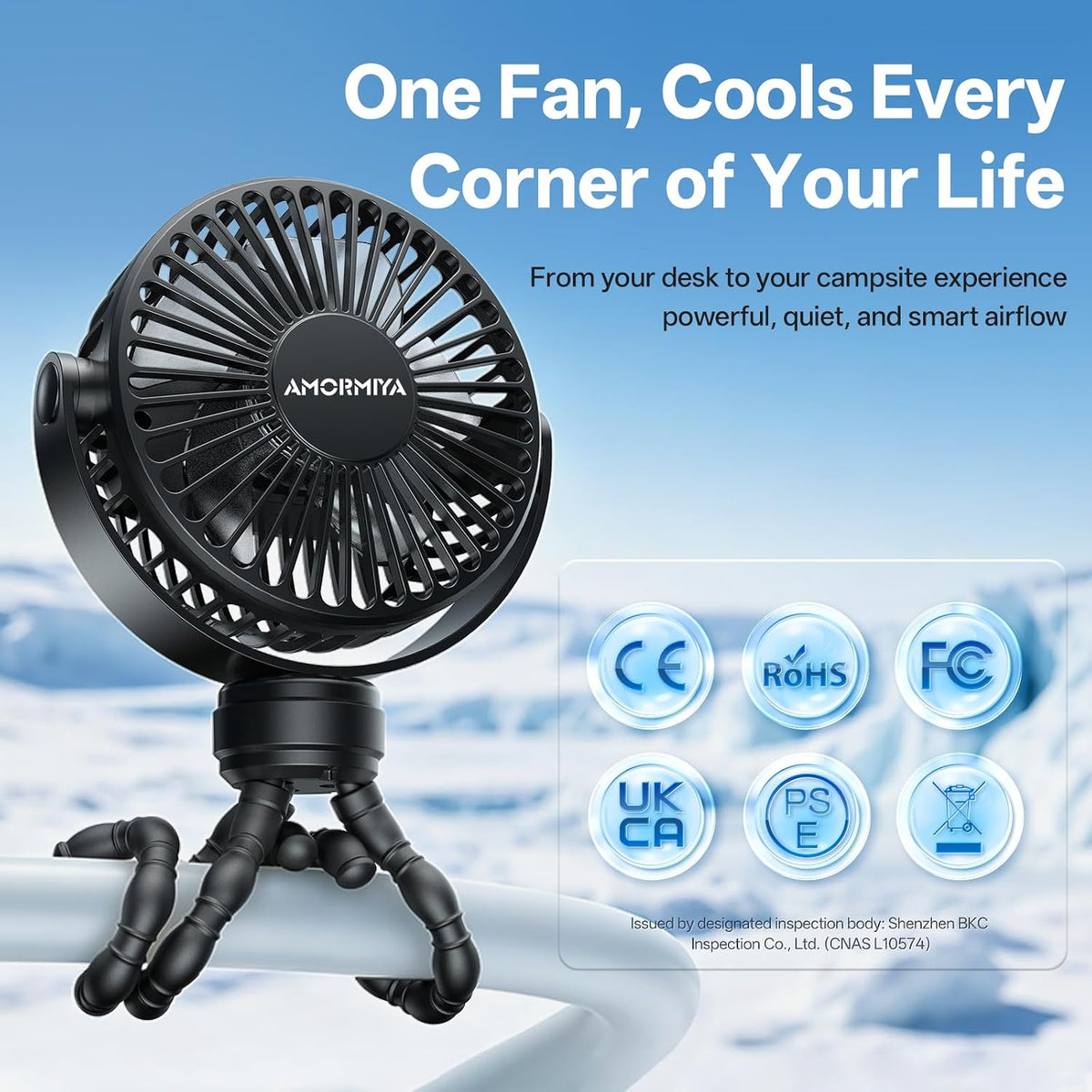 Portable Mini Stroller Fan for Car Desk Treadmill Golf Cart Blue