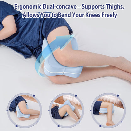 13" Extended-Length Knee Pillow for Side Sleepers with Full Thigh Support | Memory Foam Leg Pillow for Side Sleeping with Airflow Vent Reduces Heat – No Stiffening, Relieves Back/Hip/Knee Pain