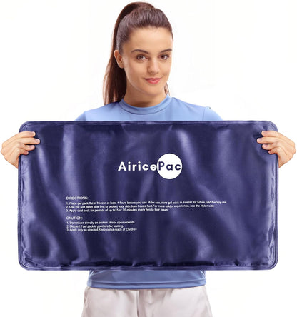 AiricePac Extra Large Gel Flexible Back Ice Packs for Injuries Reusable, 11”x 20” Cold Pack Wrap for Knee Leg Neck Shoulder Hip Back Pain Relief, Cold Compress Therapy for Swelling, Bruises, Surgery
