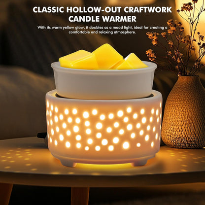 EQUSUPRO Wax Melt Warmer for Scented Wax Melts 3-in-1 Electric Ceramic Candle Wax Warmer Burner Fragrance Wax Melter for Home Office Bedroom Gift & Decor (Leaf)
