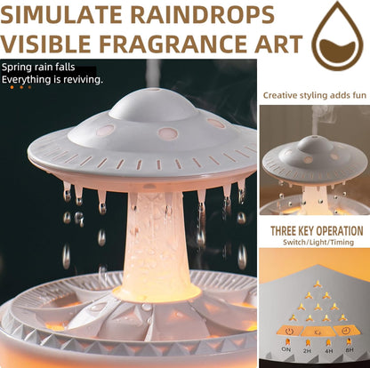Raindrop Humidifier for Bedroom, 350ml Cool Mist Humidifier with Essential Oil Diffuser, 7 Colors LED Night Light & 4 Timers, Ultrasonic Vaporizer for Home Nursery Office