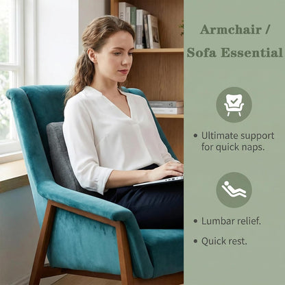 baibu Lumbar Support Pillow for Recliner, Large Memory Foam Dual-Layer Patent Design Back Support Cushion for Sofa & Gaming Chair, Ergonomic Lumbar Pillow with Machine Washable Cover, Brown