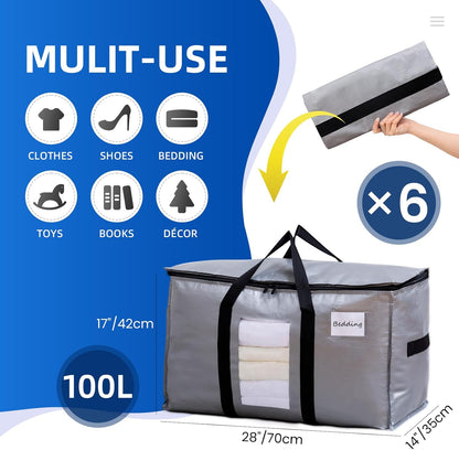 TAILI Blue Extra Large Moving Bags,Storage Bags with Visible Window