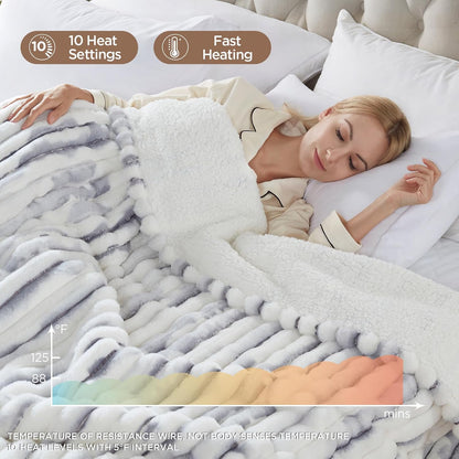 Westinghouse Heated Throw Blanket, Electric Blanket Throw with 6 Heating Levels and 2-10 Hours Time Settings, Flannel to Sherpa Super Cozy Heated Blanket Machine Washable, 50x60 inch, Charcoal