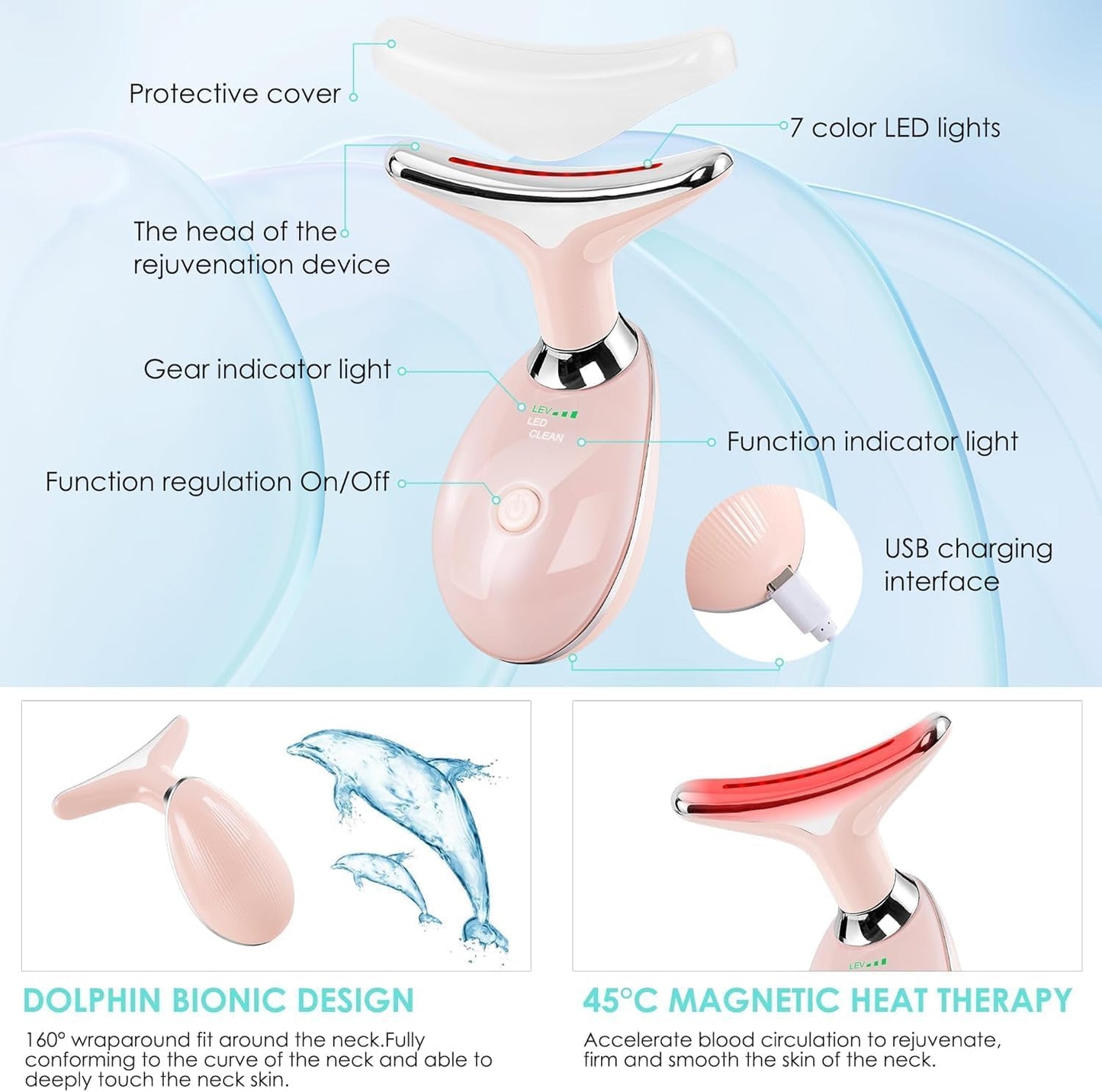 Facial Massager Face and Neck, Face 𝖲 culpting Wand Tool with 7 Color - Birthday, Christmas, Mothers Day, Valentines Day Gifts for Her Women Mom Best Friend Wife Teacher (White)