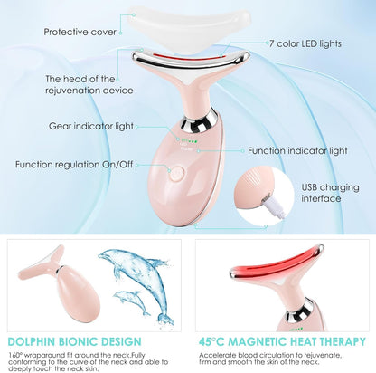 Facial Massager Face and Neck, Face 𝖲 culpting Wand Tool with 7 Color - Birthday, Christmas, Mothers Day, Valentines Day Gifts for Her Women Mom Best Friend Wife Teacher (White)