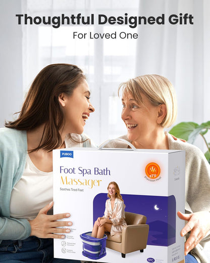 Puboo Collapsible Foot Spa Bath Massager with Heat, 95-115°F Precise Temp Control, Motorized Massage Rollers, Heated Foot Bath Soak Tub, Fits up to US Men’s Size 11 / Women’s Size 12.5