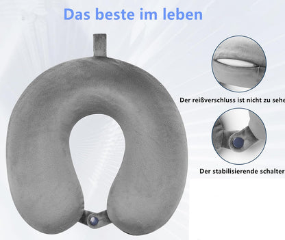 GDEOUP Travel Pillow 100% Pure Comfortable U Shape Memory Foam Pillows Neck and Head Support Portable Travel Neck Pillow Suitable for Planes Airplane for Traveling,Train,Self-Drivingng Car,(Grey)