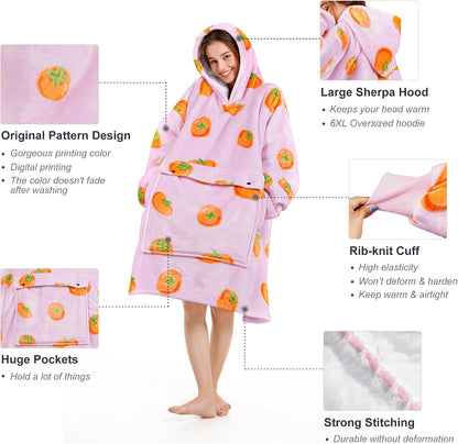 Narecte Cozy Oversized Blanket Hoodie Wearable Blanket Adults Soft Hooded Blanket Hoodie Birthday Gifts for Women Christmas - Colors A