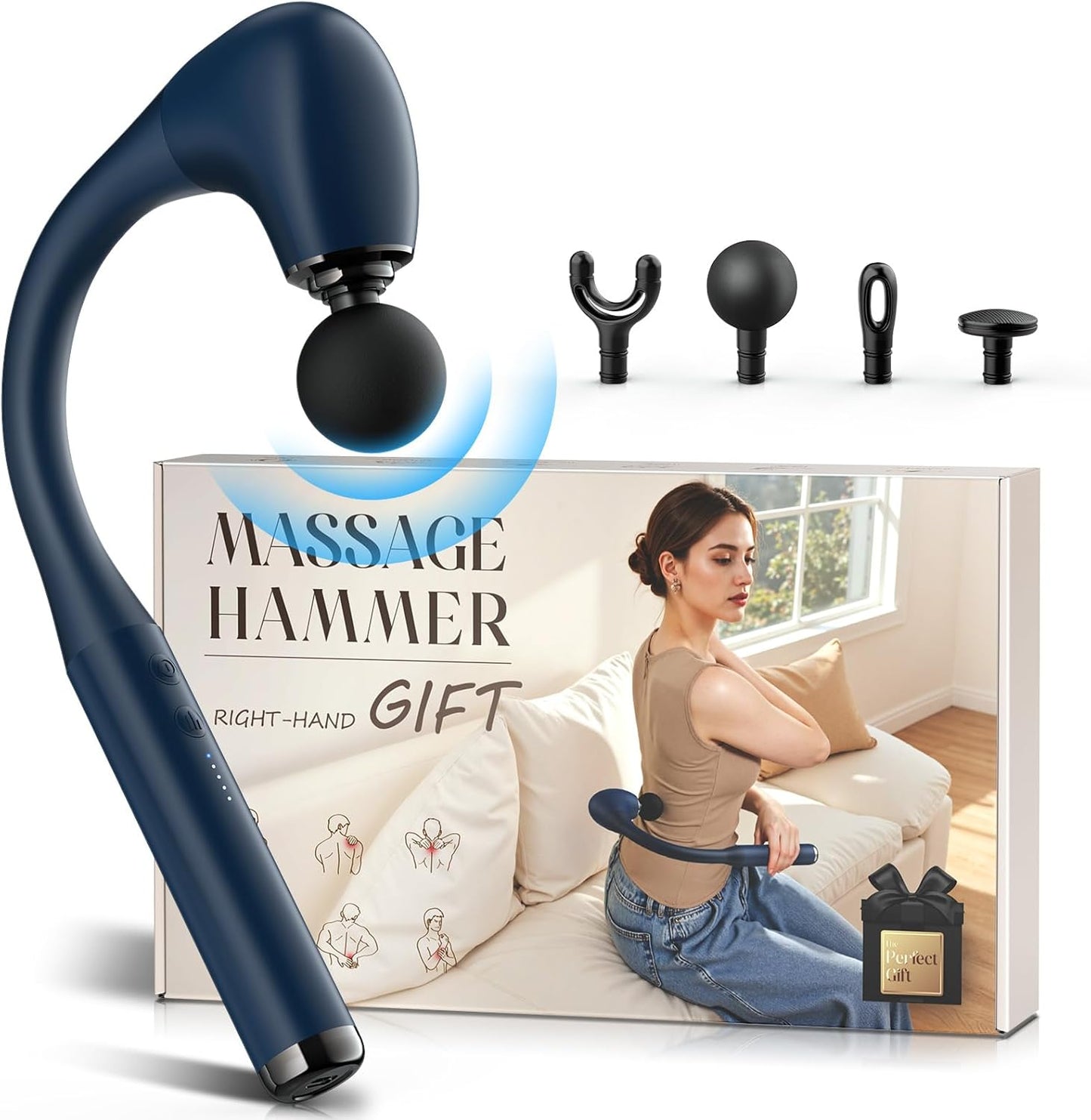 FVZ Massage Gun with Upgraded Extension Handle, Portable 10MM Massage Gun Deep Tissue, Back Massager, Muscles/Neck/Shoulders/Waist/Legs Massager, Gifts for Men