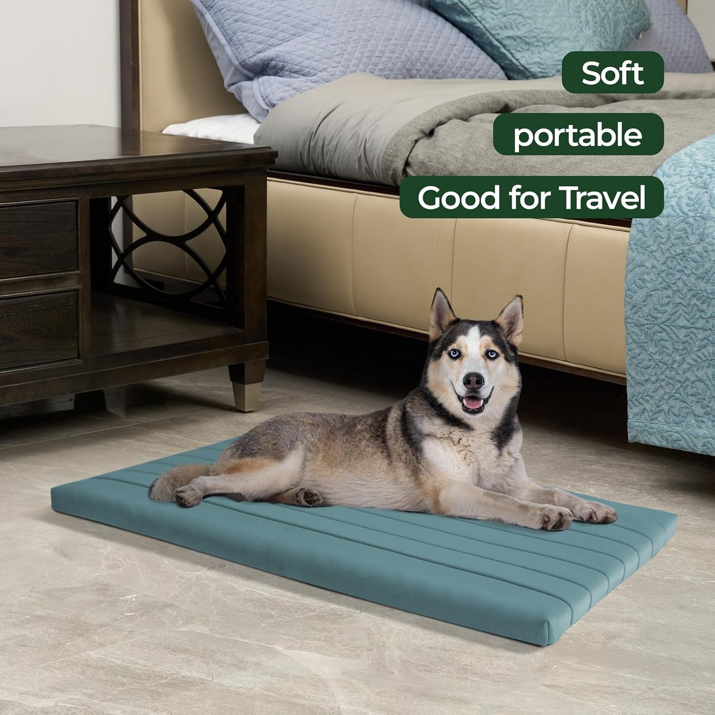 BALANCE Dog Crate Bed, Orthopedic Dog Bed Pad with Waterproof Liner, Washable Crate Foam Pet Mat for Large, Medium, Puppy Dogs Breeds, Mint Leaf, 36“x23”x1.6“