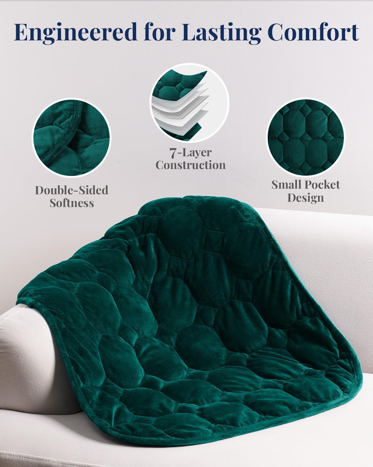 Kivik Weighted Lap Blanket, 7 lbs Weighted Lap Pad for Adults, Small Travel Weighted Blanket for Relaxation, Portable & Breathable, Grey, 24"x29"
