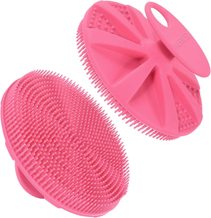 INNERNEED Food-Grade Soft Silicone Body Scrubber Shower Brush Handheld Cleansing Skin Brush, Gentle Exfoliating and Lather Well (Dark Green)