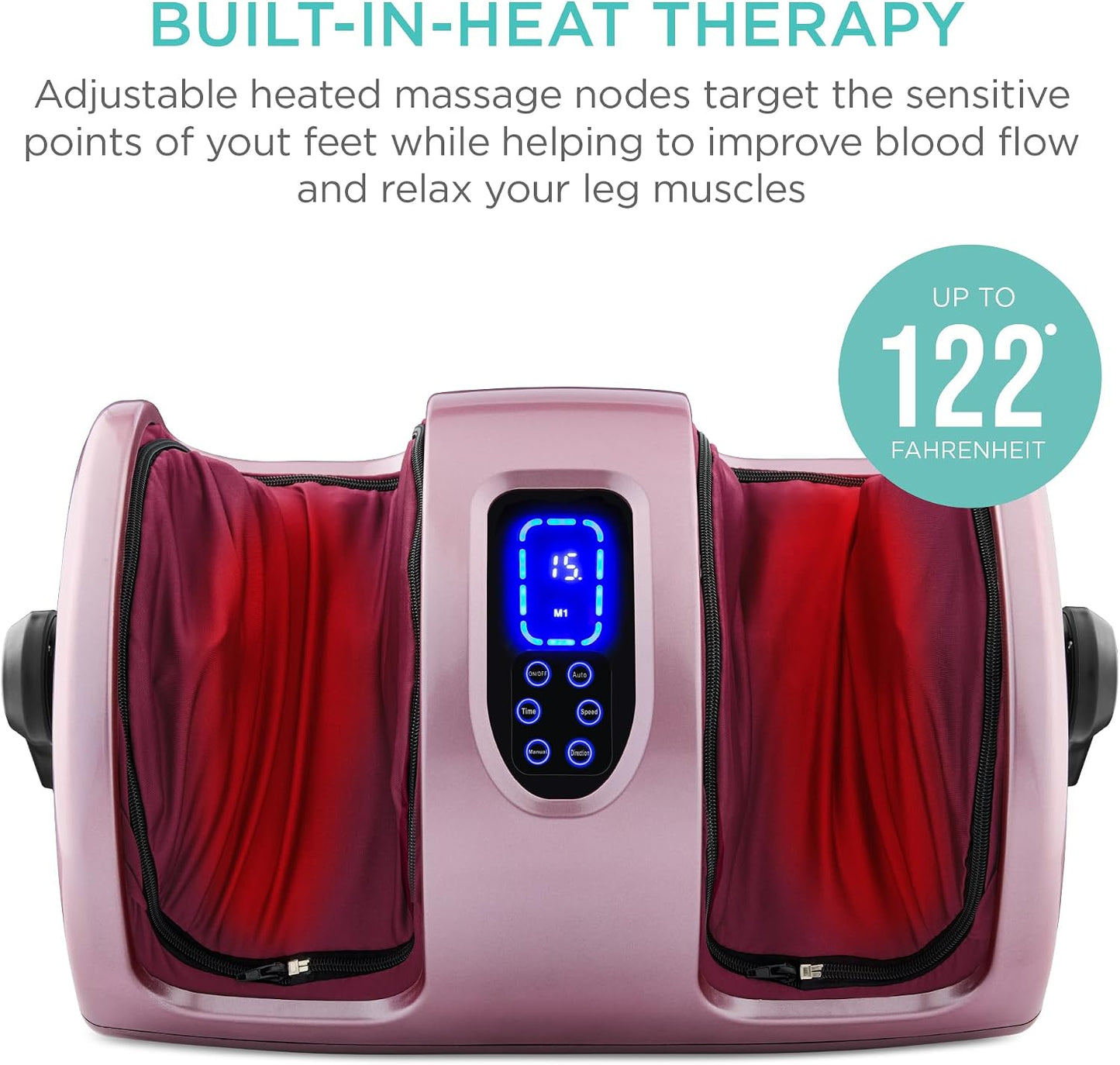 Best Choice Products Shiatsu Foot Massager with Heat for Plantar Fasciitis & Neuropathy, Kneading Foot & Calf Massager with Remote, 360° Adjustable Handle, Rolling & Compression Massage - Satin Black