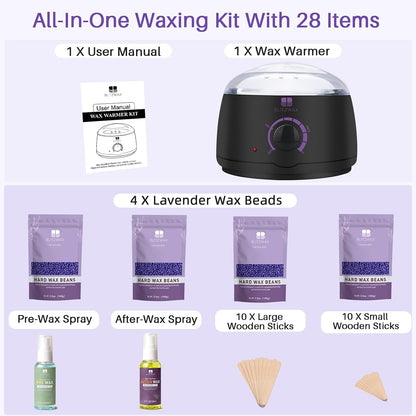 BLITZWAX Brazilian and Bikini Waxing Kit for Women, Hard Wax Warmer for Face, Legs and Body, At Home Hair Removal Kit, Beginner Friendly, Digital Fast Heating, 51 Wax Items