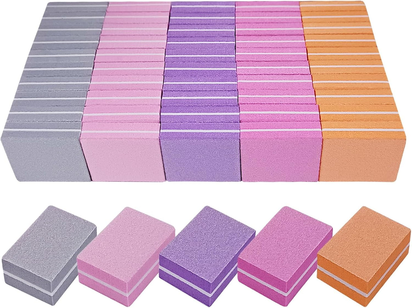 Nail Buffers (50 Pack), Mini Buffer Block Nail File for Acrylic Nails and Natural Nails, 100/180 Grit Nail Buffer Block Bulk Buffing Blocks for Nail Buff Professional Manicure File Blocks Set Pink