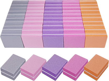 Nail Buffers (50 Pack), Mini Buffer Block Nail File for Acrylic Nails and Natural Nails, 100/180 Grit Nail Buffer Block Bulk Buffing Blocks for Nail Buff Professional Manicure File Blocks Set Pink