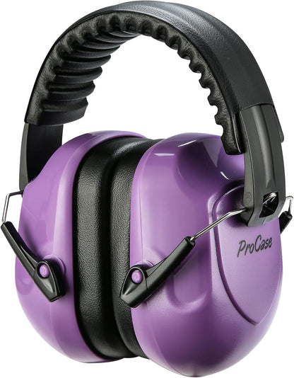 ProCase NRR 28dB Noise Reduction Ear Muffs, Foldable Adjustable Passive Noise Cancelling Headphones for Adults Kids Autism, Hearing Protection for Shooting, Construction, Mowing, Studying -Black - Colors B