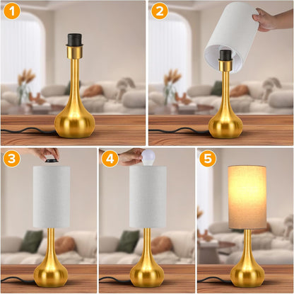 Touch Bedside Lamp for Nightstand,3-Way Dimmable,Space Saving & No Assembly Required, Upgraded Small Droplet Vintage Black Table Lamp for Bedroom, Living Room (2700K LED Bulb Included)