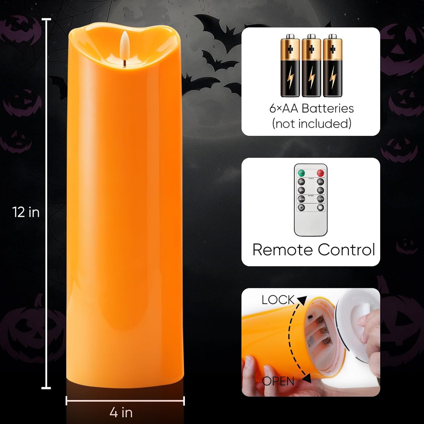 Homemory 6"x3" Outdoor Waterproof Flameless Candles, LED Candles, Battery Operated Candles with Remote and Timers, Electric Fake Plastic Pillar Candles, Ivory White, Set of 2