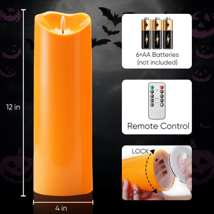 Homemory 6"x3" Outdoor Waterproof Flameless Candles, LED Candles, Battery Operated Candles with Remote and Timers, Electric Fake Plastic Pillar Candles, Ivory White, Set of 2