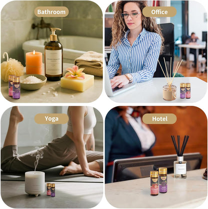 Fragrance Essential Oils Set, Essential Oils for Diffuser, for Home, Skin, Candle & Soap Making-Tea Tree, Lavender, Peppermint, Rose and More, with Gift Card for Friend, Teacher, Mom(20×5ml