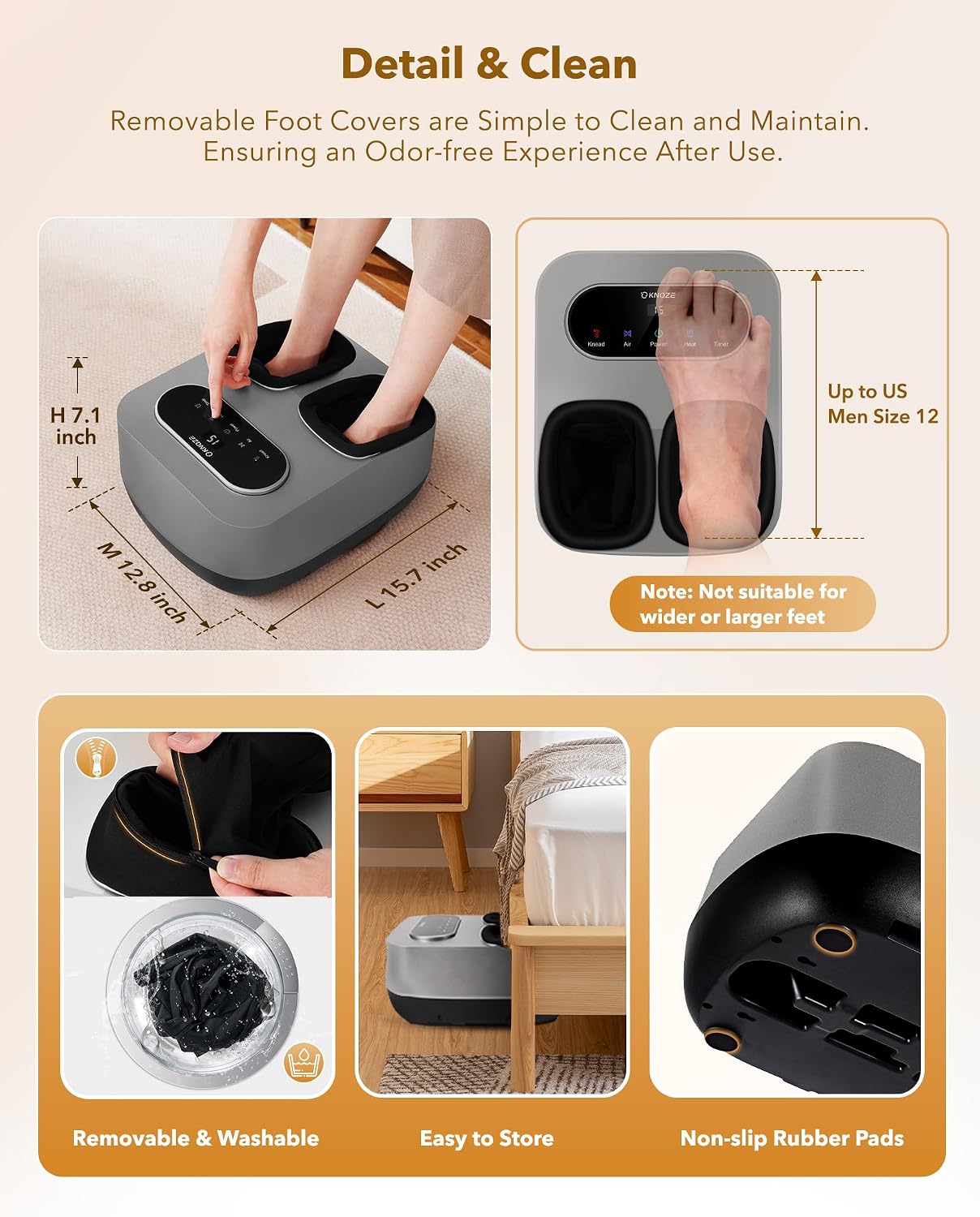 KNQZE Foot Massager with Heat and Remote, Shiatsu Deep Kneading Feet Massager for Plantar Fasciitis & Neuropathy, Foot Warmer, Gifts for Mom Women Men Dad, Fits Up to Men Size 12(Black)