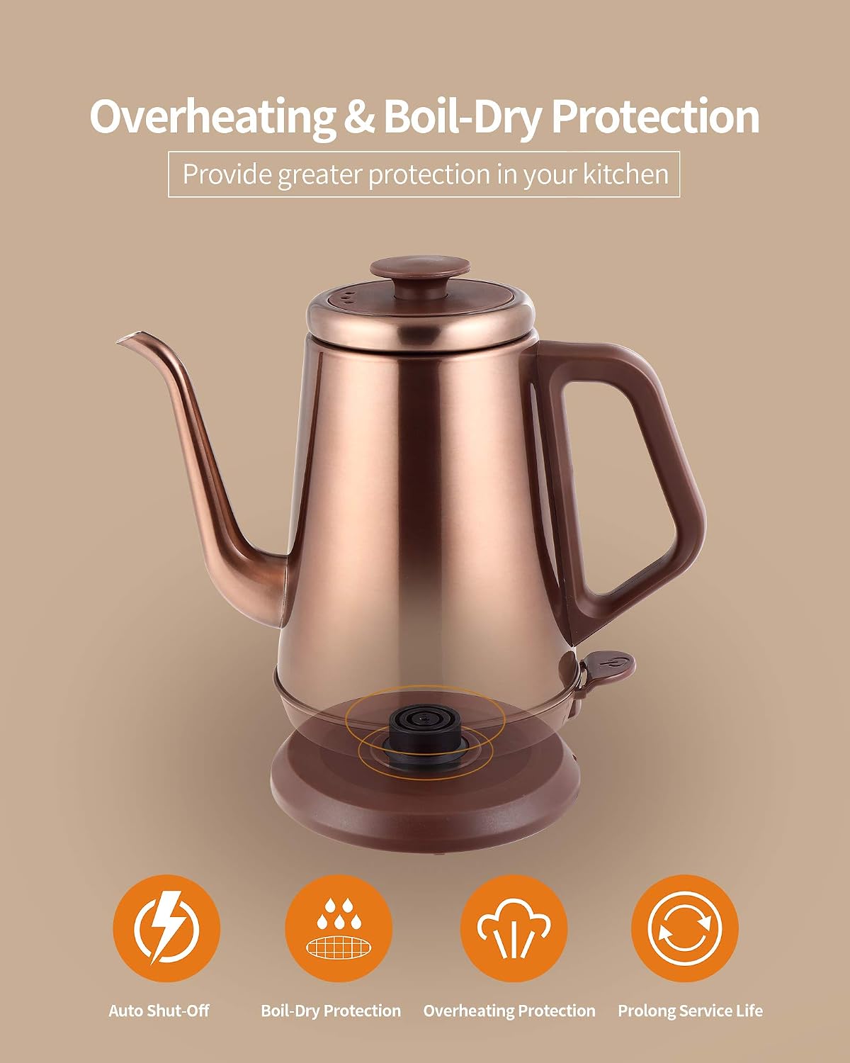 DmofwHi Gooseneck Electric Kettle(1.0L), 100% Stainless Steel BPA Free Classic Pour Over Coffee Kettle | Tea Kettle - Green