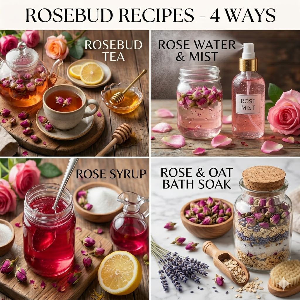 BLUE TEA - Rose Buds Tea - 1.05 Oz (30+ Cups) Loose | Rich in Vitamin-C - For Hair & Skin | Caffeine Free - Flower Based - Herbal Tea - Non Bitter | Reusable Pet Jar