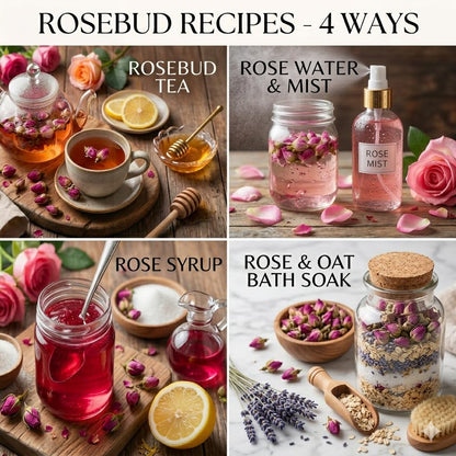 BLUE TEA - Rose Buds Tea - 1.05 Oz (30+ Cups) Loose | Rich in Vitamin-C - For Hair & Skin | Caffeine Free - Flower Based - Herbal Tea - Non Bitter | Reusable Pet Jar