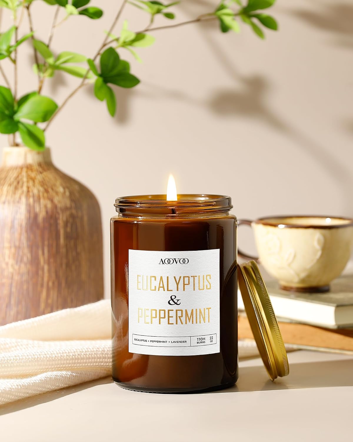 AOOVOO Coconut Vanilla Candles - 9 oz Scented Candles, Aromatherapy Candle, Soy Candle for Home Scented