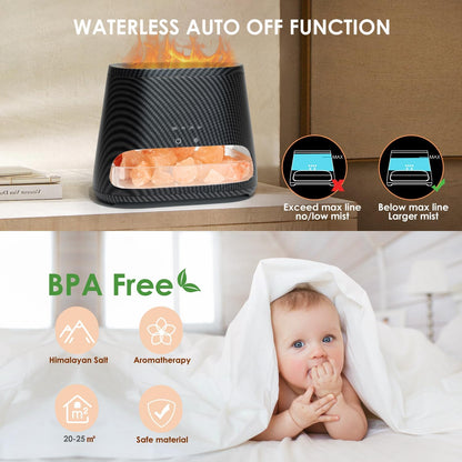 SALKING 2-in-1 Ultrasonic Essential Oil Diffuser & Himalayan Salt Lamp, Aromatherapy Diffuser Cool Mist Humidifier with 3 Brightness, Salt Therapy Lamp, 100% Pure Himalayan Salt Rock, 150ml (Marble)