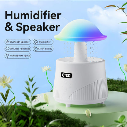 AVEKI Mushroom Humidifiers for Bedroom with Bluetooth Speaker, 600ml Cute Rain Cloud Humidifier with Colorful Mood Light & Clock Display, Air Humidifier Raindrop for Women, Gifts for Mom (Mushroom)
