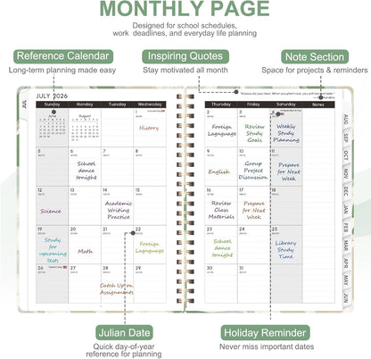 Planner 2026-2027, Weekly and Monthly Calendar Planner, JUL 2026 - JUN 2027 | A5(6.3'' x 8.5''), Hardcover, Agenda Book, Sprial Bound, Inner Pocket, Office and School Use