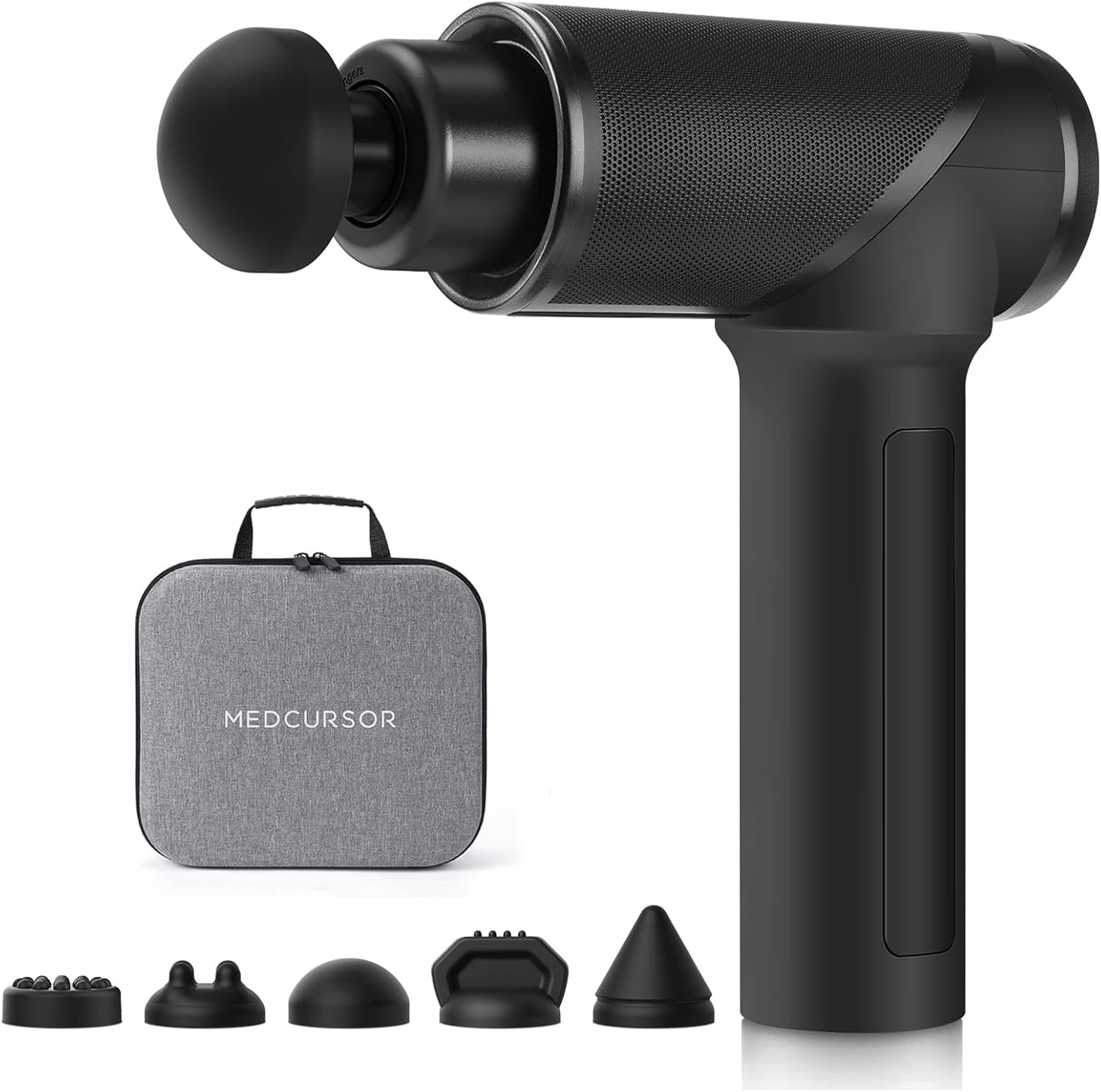 Medcursor Massage Gun - High Intensity Brushless Motor, Handheld Percussion Deep Tissue Massager with 6 Massage Heads for Sore Muscle and Stiffness, Valentines Day Gifts (Gray)