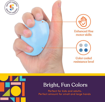 Special Supplies Therapy Putty for Kids and Adults - Resistive Hand Exercise Stress Relief Therapy Putty Kit, Set of 4 Strengths, Three Ounces of Each Putty