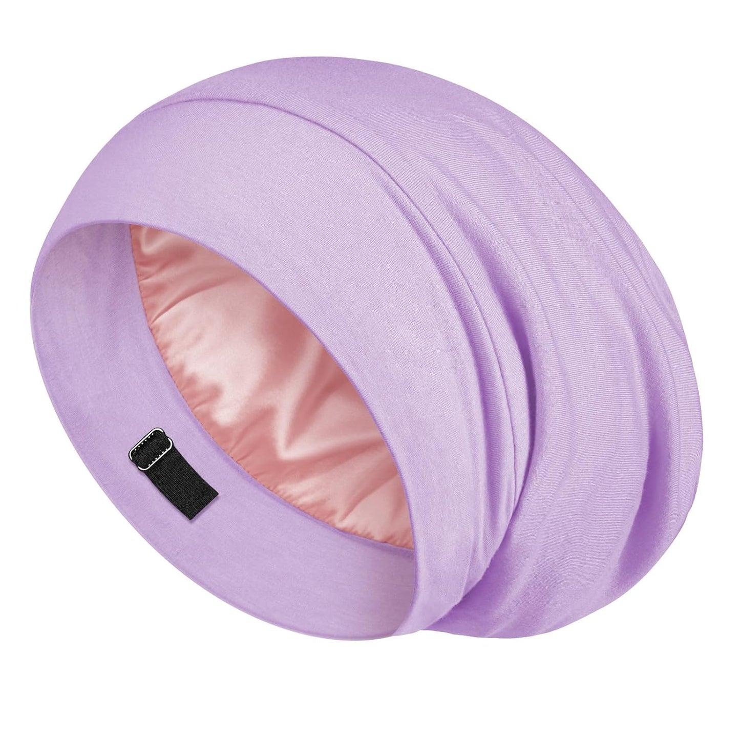 LULUSILK 100% Mulberry Silk Bonnet for Sleeping Women and Men, No More Frizzy Tangled Hair, Real Silk Sleep Cap for Curly Hair, Black, Pack of 1