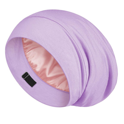 LULUSILK 100% Mulberry Silk Bonnet for Sleeping Women and Men, No More Frizzy Tangled Hair, Real Silk Sleep Cap for Curly Hair, Black, Pack of 1
