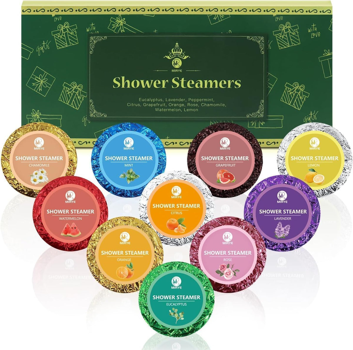 MR MIRYE Shower Steamers Aromatherapy - 20 Pack Shower Bombs Aromatherapy Birthday Gifts for Women, Organic Watermelon, Orange & Vanilla, Sea Salt & Orange, Rose, Tea Tree, Gift for Women