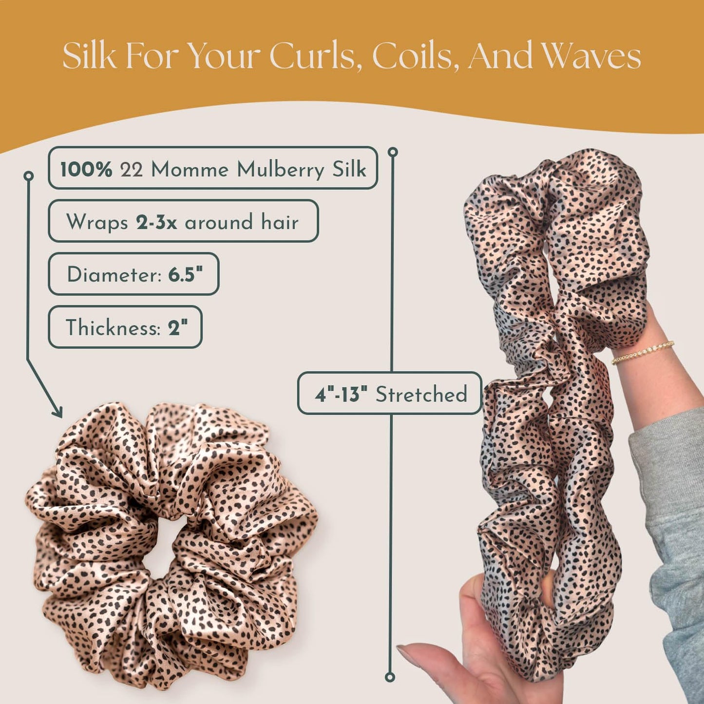 Silk Scrunchies for Women Ponytail Holders – Oversized Mulberry Silk Scrunchies – Extra Large No Damage Hair Ties for Curly, Thick, and Thin - Hair Accessories for Women – Black, XL By Curlfriend